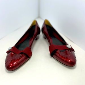 Arturo Chiang Agean Ruby Red Patent Leather Flats Sz 8.5